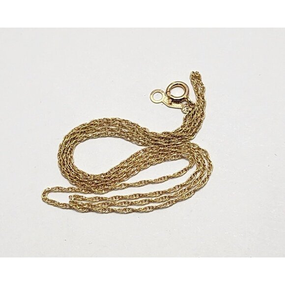 Unique 14K Solid Yellow Gold Designer Thin Spiral Rope Chain Necklace - 18.50" L